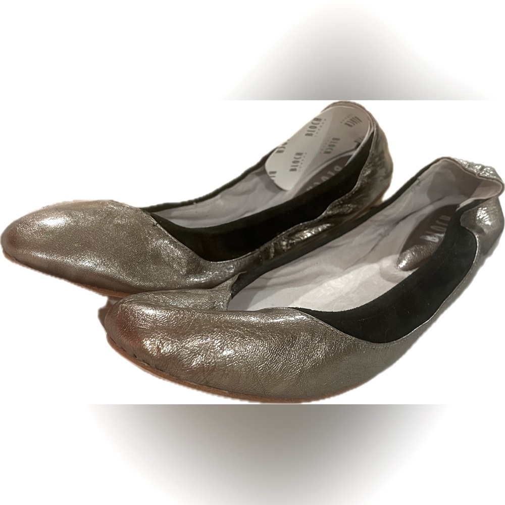 Bloch pewter leather & black suede ballet flats 39 NIB